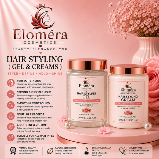 Eloméra Hair Styling Gel & Cream  Style, Define, Hold & Shine | Natural Extracts & Vitamin Complex | 100ml